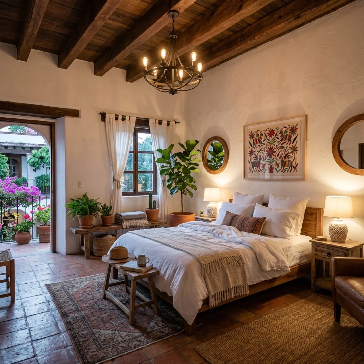 Interior acogedor de propiedad vacacional estilo hacienda
