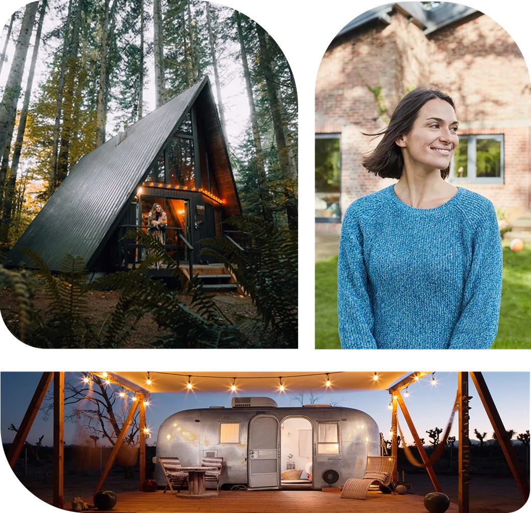 woods airbnb, smiling person, rv hosting